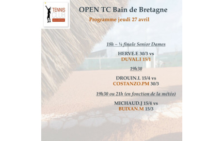 PROGRAMMATION JEUDI 27 AVRIL