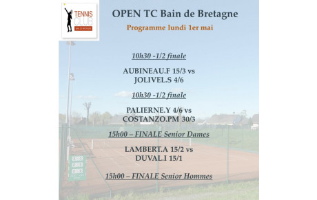 PROGRAMMATION LUNDI 1 MAI